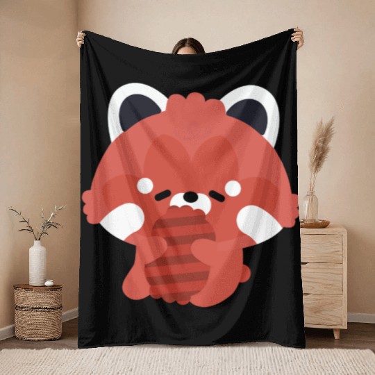 Sleepy Red Panda Throw Blankets
