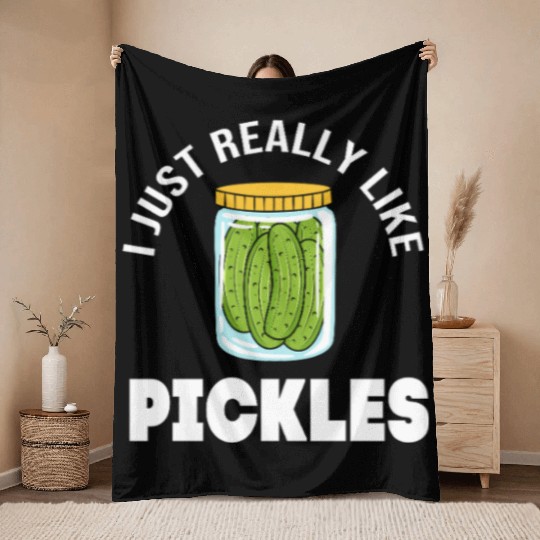 Pickles Fermented Food Cucumber Pickle Throw Blankets