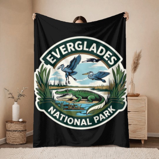 Everglades National Park Florida USA Logo Throw Blankets