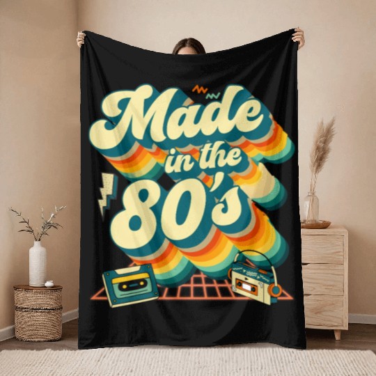 made in the 80s retro groovy Throw Blankets