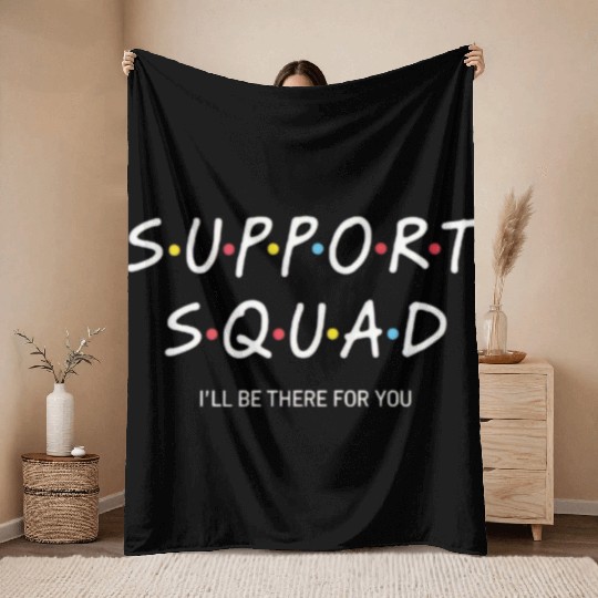 Support Squad Neon Typography Design Throw Blankets