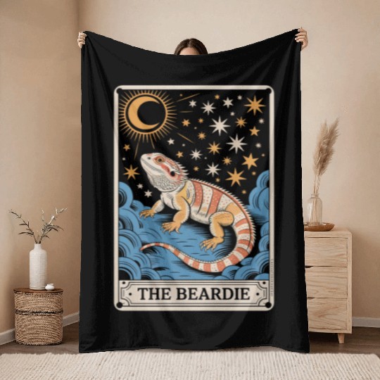 The Beardie Tarot Card Pogona Reptile Lover Throw Blankets