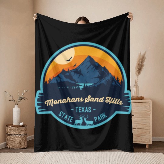 Monahans Sand Hills State Park Camping Texas Badge Throw Blankets