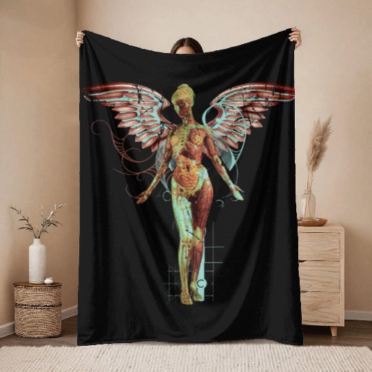 Rock Mystical Angel Throw Blankets