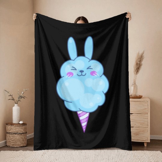 Cute Cotton Candy Bunny Throw Blankets