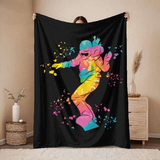 Snowboarder Snowboard Snowboarding Throw Blankets