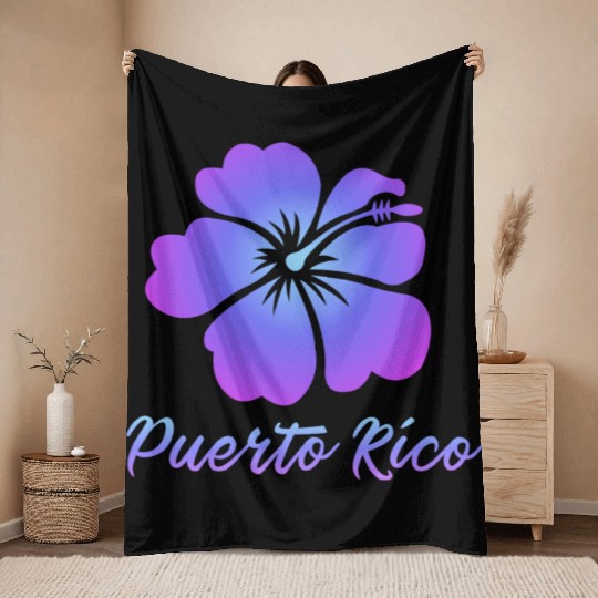 Puerto Rico Hibiscus Throw Blankets