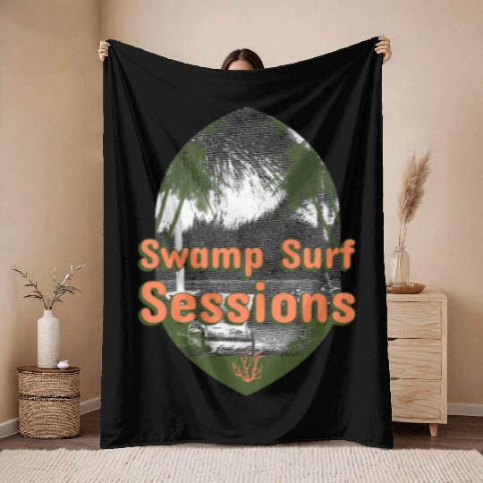 Swamp Surf Sessions surfing Throw Blankets
