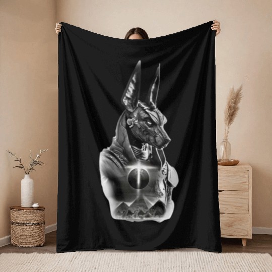Anubis Eclipse – Dark Pharaoh Warrior Design Throw Blankets
