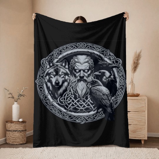 Viking Warrior Man Odin Thor Norman Walhalla Throw Blankets