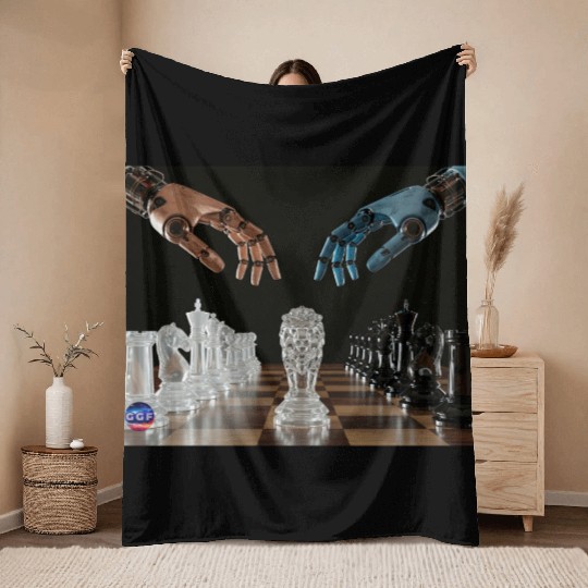 Crystal Robotic Chess Clash Throw Blankets