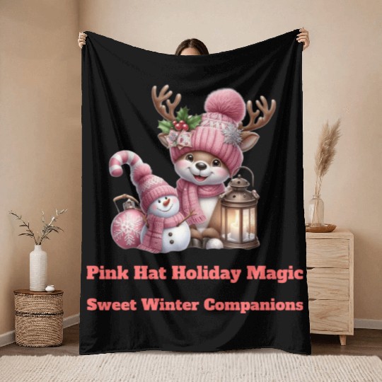 A Pink Winter Wonderland Throw Blankets