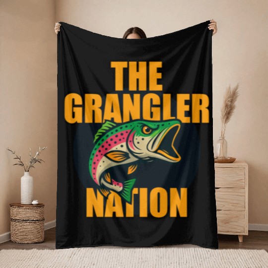 Grangler Nation (Rainbow Trout) Throw Blankets