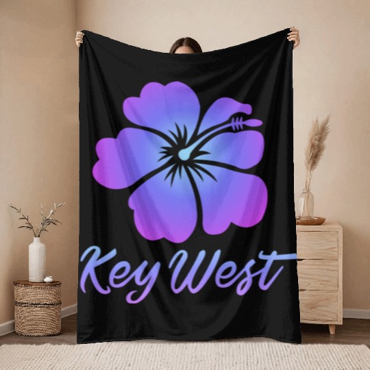 Key West Tropical Flower Throw Blankets