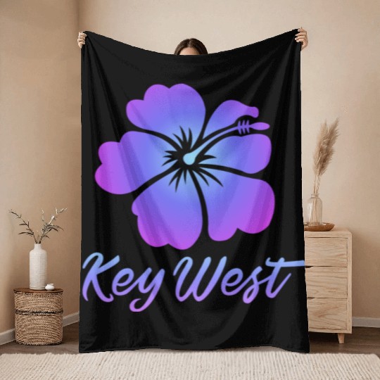 Key West Tropical Flower Throw Blankets