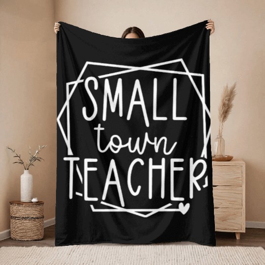 Small Town Teacher Heart Graphic for Educators Throw Blankets
