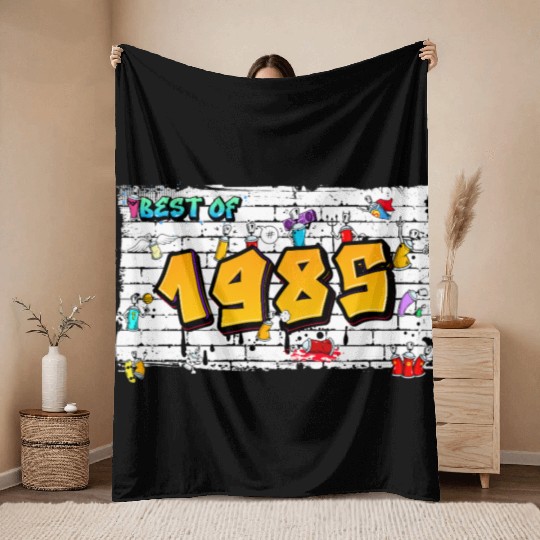 Best of 1985 Graffiti – 40 Years of Neon Nostalgia Throw Blankets