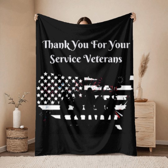 Thank You For Your Service Veterans day US Army Throw Blankets