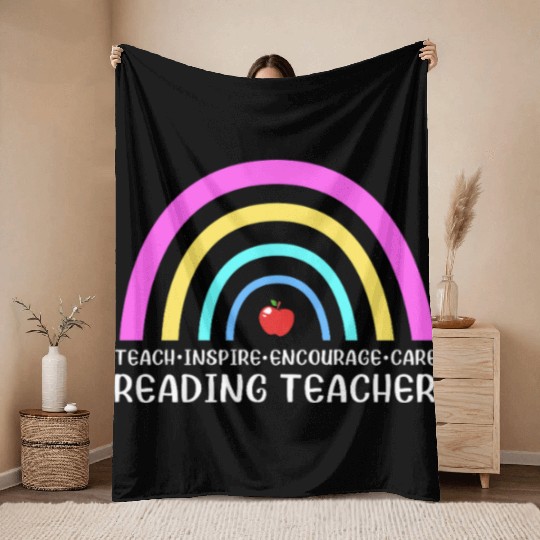 Reading Teacher Literature Book Library Throw Blankets