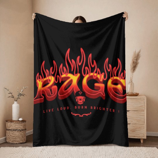 RAGE – Live Loud. Burn Brighter! Throw Blankets