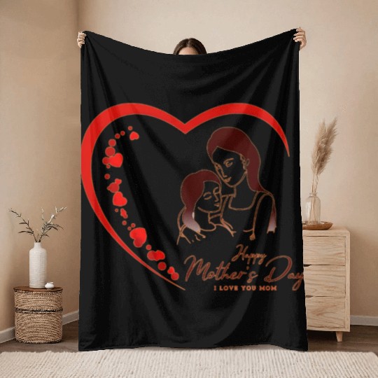 Mother & Daughter Love Heart Mother’s Day Throw Blankets