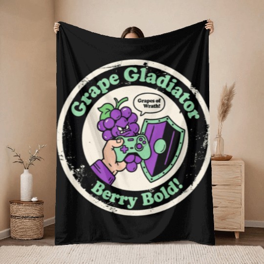 Grape Gladiator Berry Bold Gamer Throw Blankets
