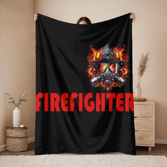 Keep Calm – The Firefighter is Here Throw Blankets