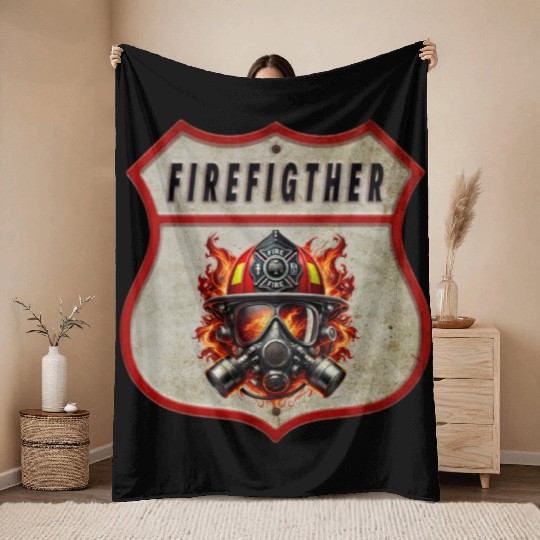 Fire Brigade Coat Of Arms Throw Blankets