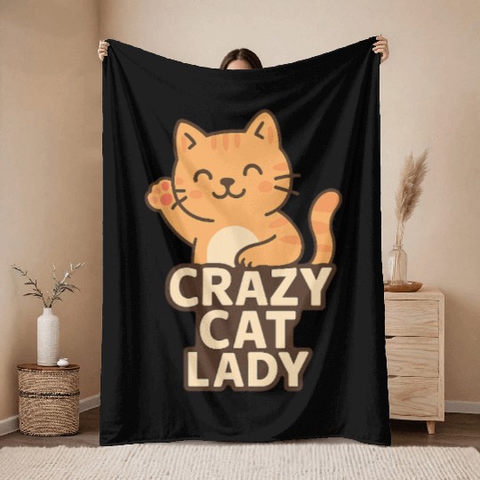 Crazy Cat Lady – Cute Cat Lover Design Throw Blankets