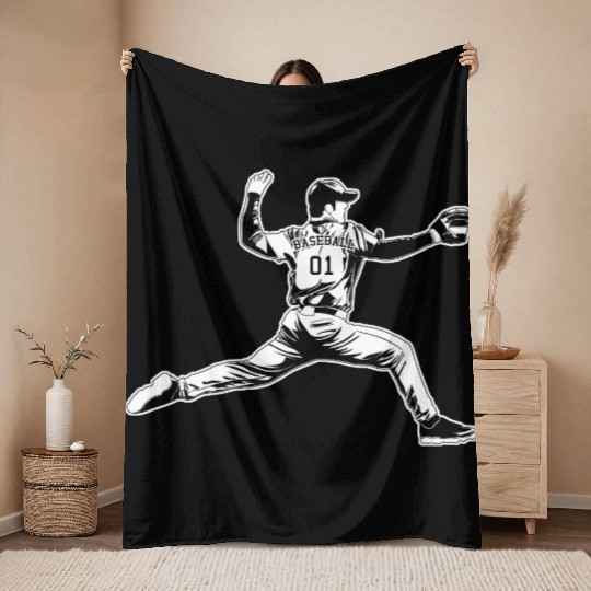 Baseball Pitcher Throw Blankets