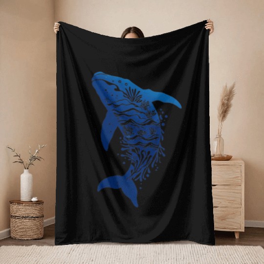 Ocean Whale Nature Art Throw Blankets