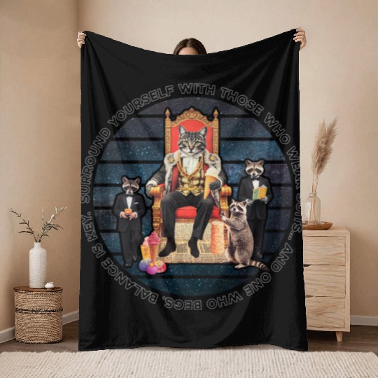 Absurd Royal Cat Throw Blankets