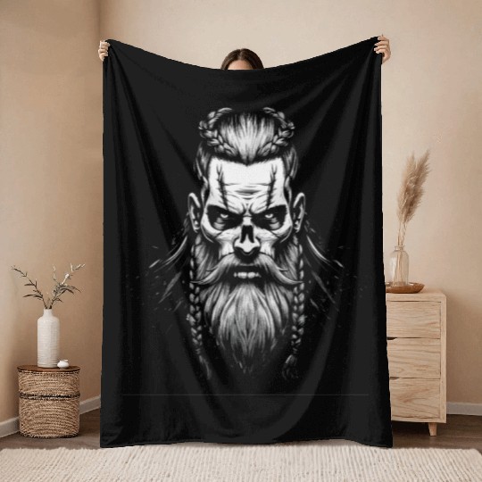 Viking Warrior Man Odin Thor Norman Walhalla Throw Blankets