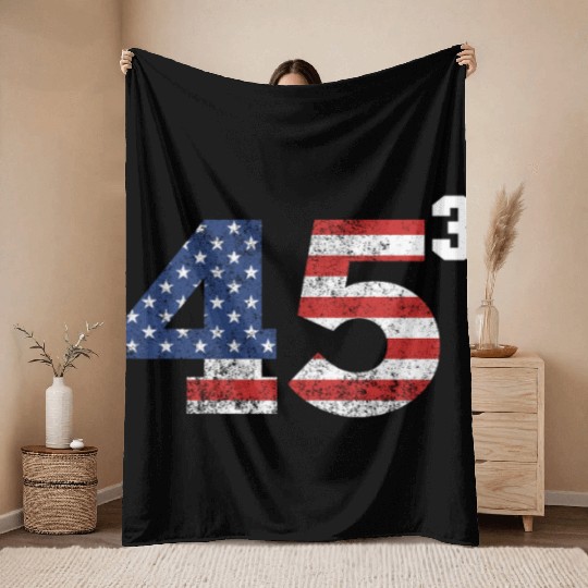 Trump 2028 45³ President Trump '28 45 Cubed45³ swe Throw Blankets