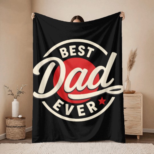 Best Dad Ever Vintage Style Father's Day Design Throw Blankets