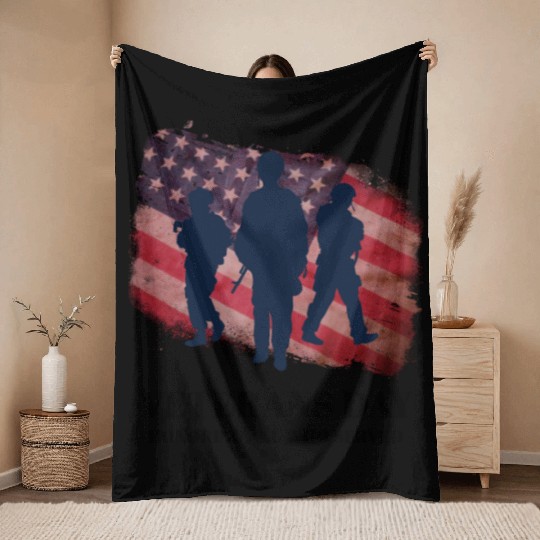 Memorial Day Patriotic Throw Blankets