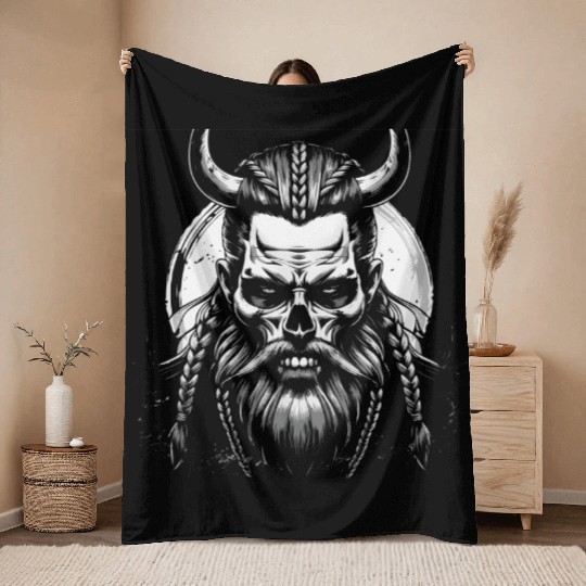 Viking Warrior Man Odin Thor Norman Walhalla Throw Blankets