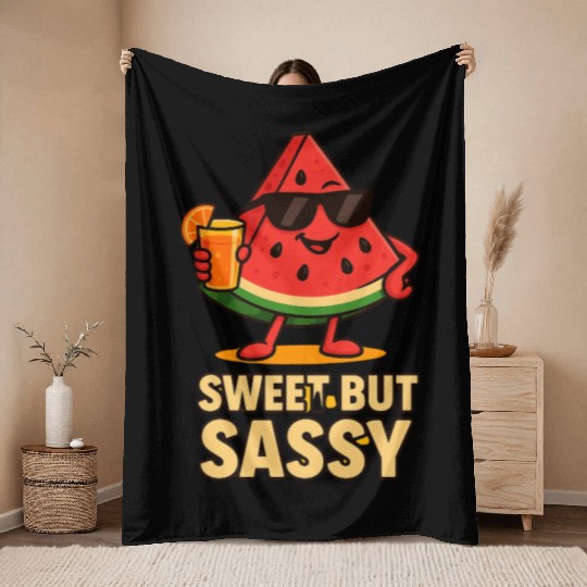 FUNNY WATERMELON Throw Blankets