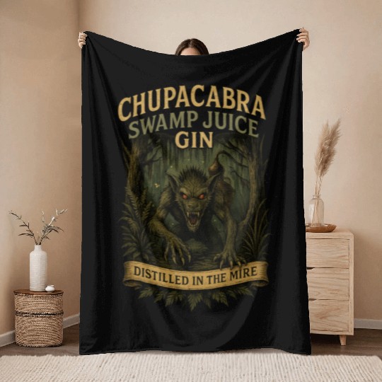 Chupacabra Swamp Juice Gin Throw Blankets