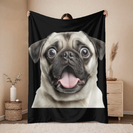 pug Throw Blankets