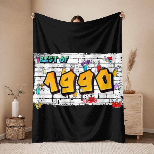 Best of 1990 Graffiti – 35 Years of 90s Vibes Throw Blankets