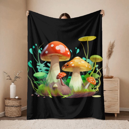 Funky Fungi – Nature’s Neon Wonder Throw Blankets