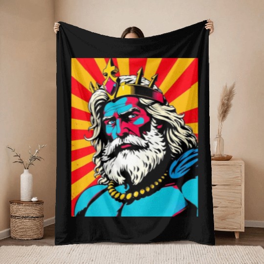 Bold Pop Art Zeus – Colorful Greek God Illustratio Throw Blankets