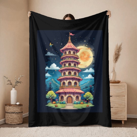 Twilight Temple Glow Throw Blankets