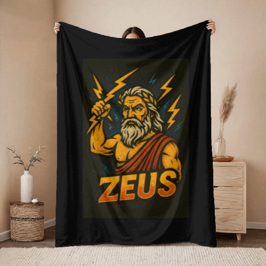 Epic Zeus Thunderbolt Illustration Throw Blankets