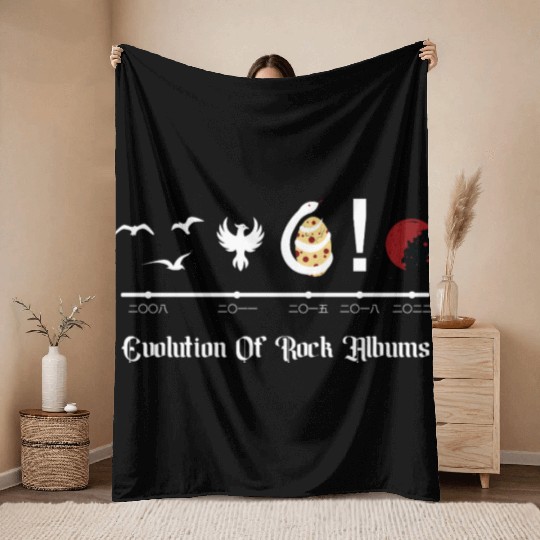 Rock Album Evolution: Minimalist Vector icons Throw Blankets