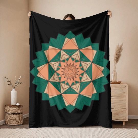 Abstract Starburst Mandala Throw Blankets