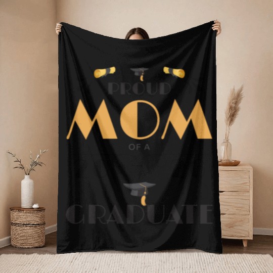 Proud Mom Of A 2026 Graduate Senior Class Of 2026 Throw Blankets