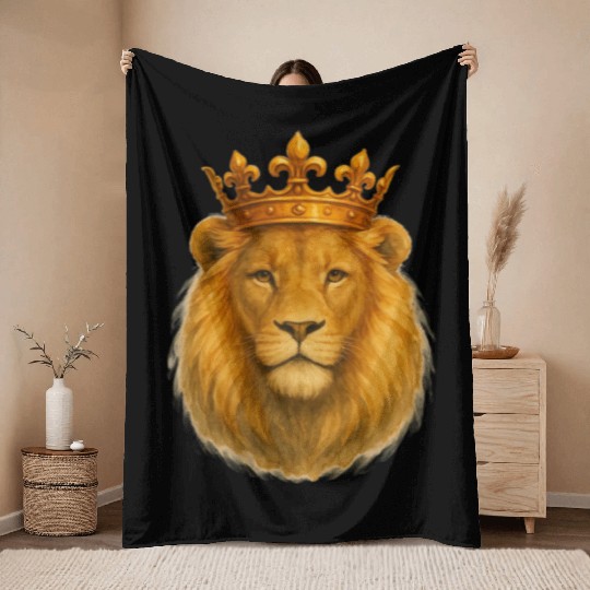 Crowned Majesty The Lion’s Royal Presence Throw Blankets