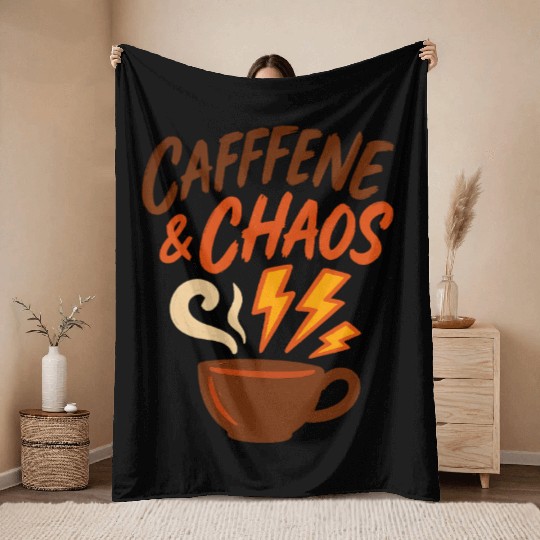 Caffeine & Chaos – Coffee Lovers Unite Throw Blankets